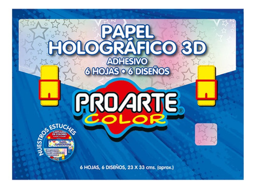 Pack 3 Papel Holografico 3d Adhesivo 6 Pliegos