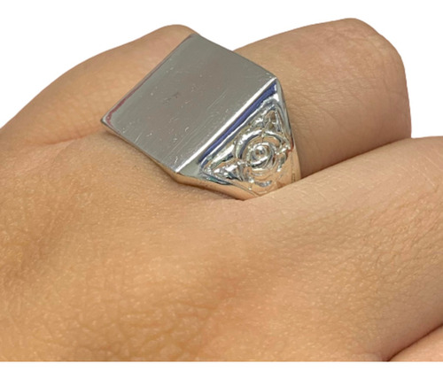 Anillo Sello Cuadrado Grande De Plata 925 Unisex Ao 474