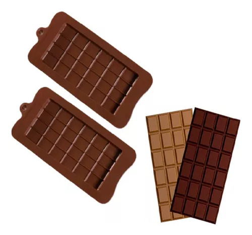Pack 2 Moldes De Chocolate Molde Barra De Chocolate Silicona Color Marrón