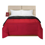 Acolchado Distrito Blanco Liso Reversible 2 1/2 Plazas Liso Color Rojo Y Negro De 220cm X 240cm