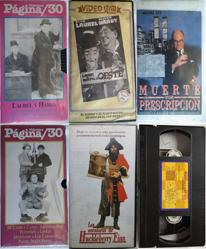 Lote 6 Peliculas Vhs Tres Chiflados Huck Finn Gordo Y Flaco