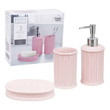 Accesorios De Juego Para Baño Con 3 Piezas Modelo 47777 Color Rosa Pálido