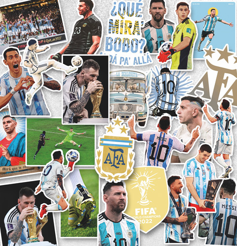 Pack 25 Stickers De La Afa Futbol Calcos Termos Compu Mate