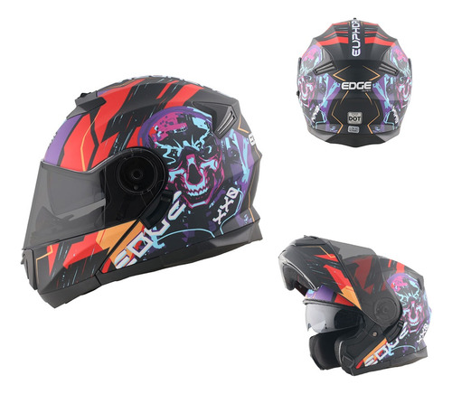 Casco Abatible Edge Euforia Certificado Dot Moto + Gafas 