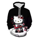 Sudadera Casual Creativa Hello Kitty Cute Gato Rock And Roll