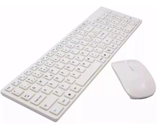 Kit Teclado E Mouse Sem Fio Wireless 2.4ghz 3200dpi Óptico Cor Do Mouse Branco Cor Do Teclado Branco