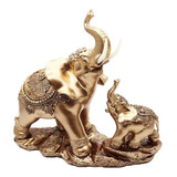 Elefante Dorado Duo Decoración Hogar Ganesha Prosperidad