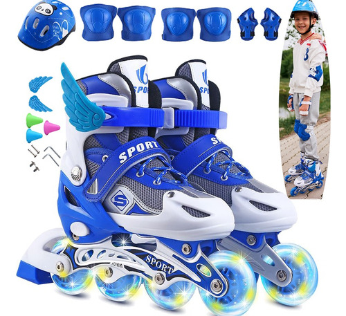 Patines De 8 Ruedas Luminosas Ajustables Para Niños Y Niñas