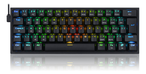 Teclado Mecânico Redragon Fizz Pro 60% Bluetooth Switch Blue