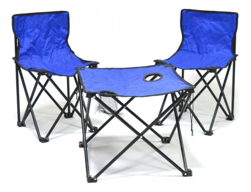 Set X 2 Sillas + Mesa Plegable Compacta Camping Jardin Pesca