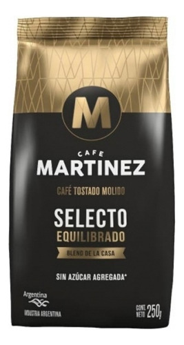 Cafe Martinez Molido Tostado Selecto 250g Sin Azúcar Agregada