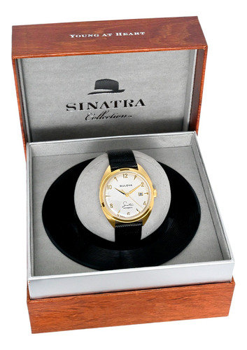 Relógio Bulova Frank Sinatra Automático Dourado Social Couro