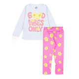 Conjunto Meia Estação Infantil Menina Calça Legging Floral