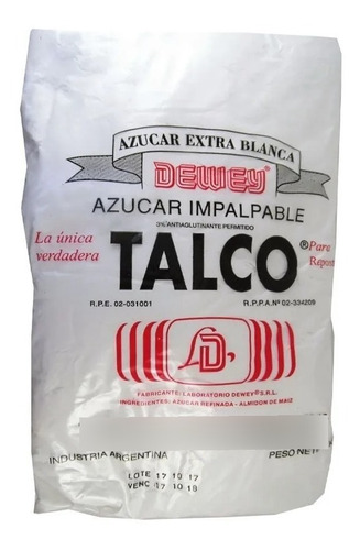 Azúcar Impalpable Talco X 1 Kilo