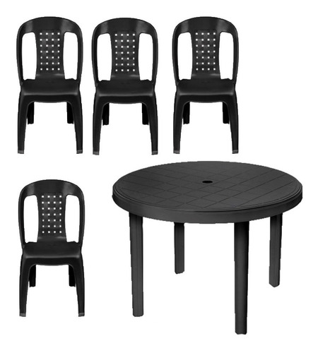 Jogo Mesa Plastico Redonda Desmontavel 4 Cadeiras Bistrô