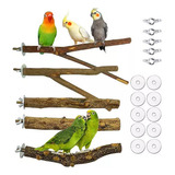 Pack De 5 Perchas De Madera Natural Para Jaulas De Pájaros