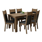 Sala Jantar Medelin Madesa Mesa Tampo Madeira 6 Cadeiras Rsp Cor Rustic/preto/sint Preto Mdja0600177kpt