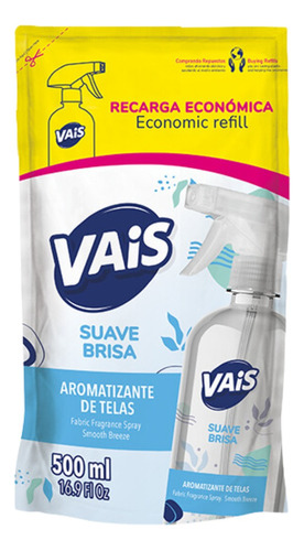 Aromatizante De Telas Suave Brisa Recarga 500ml Vais