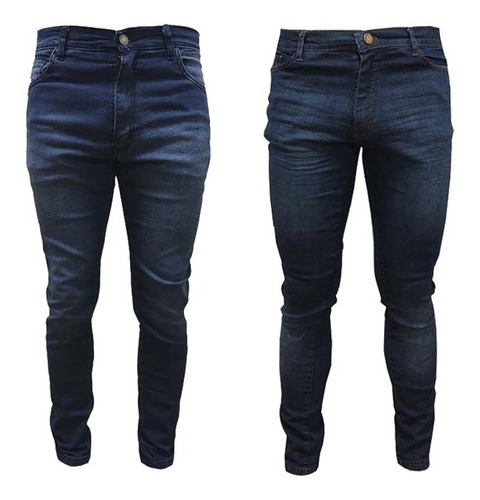 Combo Dos Pantalones Jean Hombre Chupines Azules Elastizados