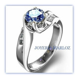 Anillos Diamante Azul Y Blancos Naturales .43ct 14kt Marloz
