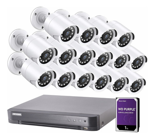 Kit Seguridad Dvr Hikvision 4k + 16 Camaras Full Hd Disco Ri