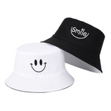 Bone Chapeu Bucket Hat Smile Sorriso Dupla Face Preto Novo