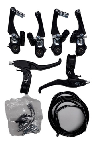 Juego De Frenos Bici V-brake Kit Plastico + Manijas Del+tras