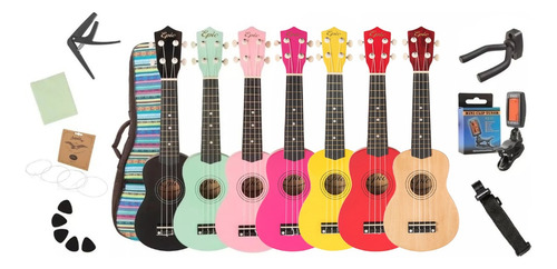 Ukelele Soprano Epic Colores Con Funda