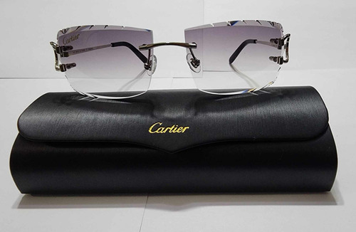 Lentes Gafas De Sol Cartier Silver Mica Negra Originales