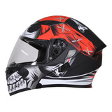 Casco Abatible R7 Racing En Negro Con Diseño De Calavera