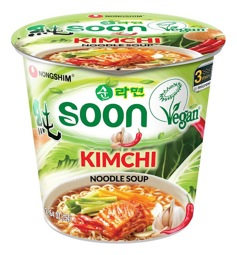 Lamen Soon Kimchi Noodles Copo Vegan - Nongshim 75g