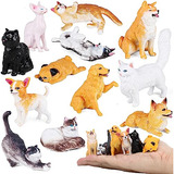 12 Piezas De Figurines Pequeños De Perros Y Gatos Niñ...