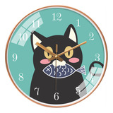 Reloj De Pared De Oro Rosa Con Dibujos Animados De Gatos Par