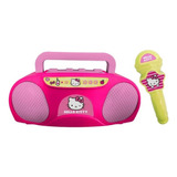 Karaokê Hello Kitty Boom Box C/ Microfone Toca Música Rosa
