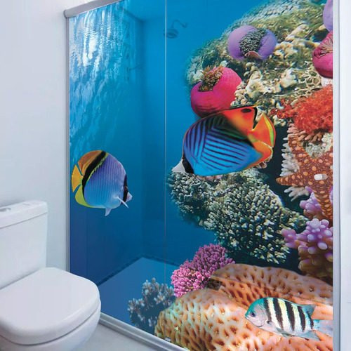 Adesivo Película Protetora Para Box Banheiro 3d Coral Mod1