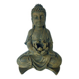 Estátua Buda Tibetano Flor De Lótus Em Cimento - A40 X L30