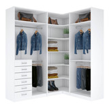 Kit Closet Em L Cabideiro Gaveteiro Prateleira A 2,35 M403.b