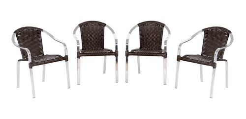 Jogo Com 4 Cadeiras De Piscina Em Aluminio E Fibra Toquio