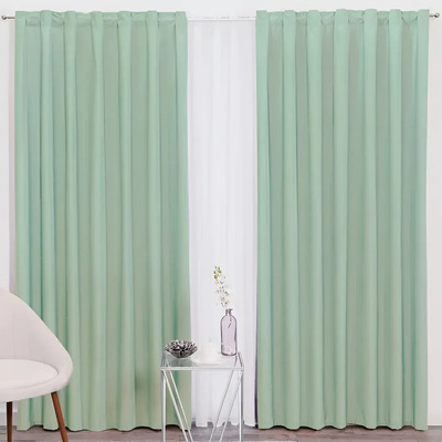 Juego De 2 Cortinas Suavitec Neo Verde Pistache Cortas De 1.80m Concord Lisas Verde Claro