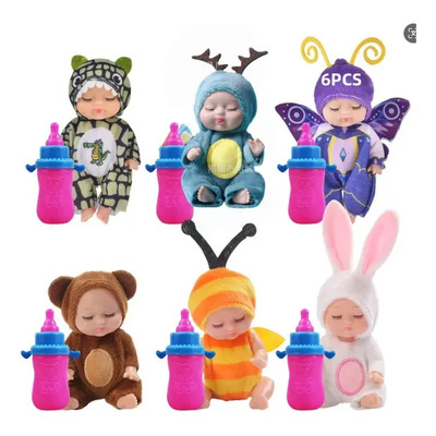 6 minimuñecas Reborn, muñeca realista de 11 cm para bebés pequeños realistas con biberón con ropa de animales, bonito set de regalo para adolescentes y niños pequeños | MercadoLibre