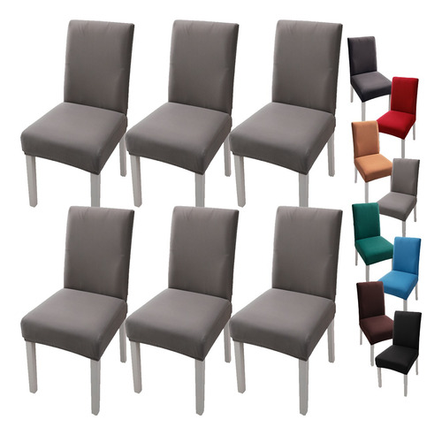 6 Pzas Funda Elastica Protectora Silla Comedor Color Sólido