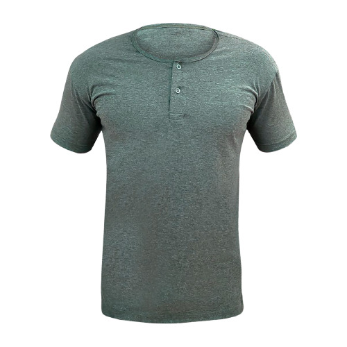 Camisa Masculina Henley Slim Algodão Peruana Mescla Luxo