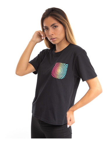 Polera Mujer Spitfire Trippy Swirl Con Bolsillo Negro