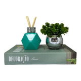 Kit Livro Decoração Luxo + Vaso Prata + Difusor De Vidro