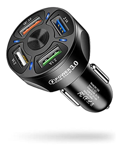 Adaptador De Cargador Para Automóvil, 4 Puertos Usb Cargador