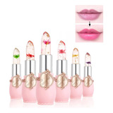 Kit De Lápiz Labial Hidratante Jelly Flower Crystal, Lápiz L