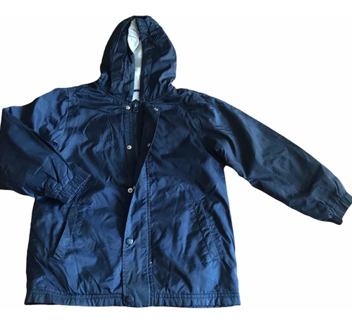 Campera C/ Capucha Tp Rompevientos Azul 7 Años Ideal Lluvia