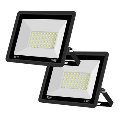 Reflector Led 50w Pack 2 Pzs Lampara Led Exterior Alta Potencia Delgado Blanco Frio | Envío gratis