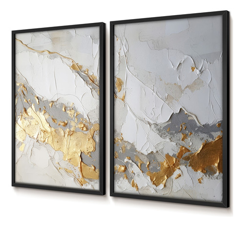 Quadro Decorativo Duo Escritório 50x70 Ouro Derretido Gesso