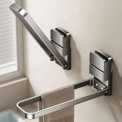 Toallero Abatible De Pared Con Ventosa Sin Taladro Plateado